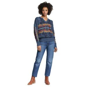 Pendleton Women's Graphic Cotton Pullover - Medium - Indigo Blue and multi